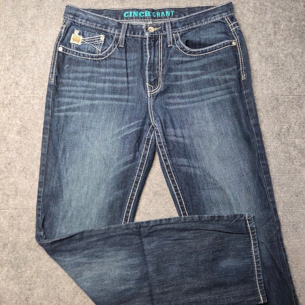 Cinch Grant Men's Jeans 34x36 Relaxed Fit Bootcut Dark Wash Western Cowboy